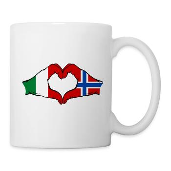 Italy Norway flag hands heart shape - Mug - white - Right