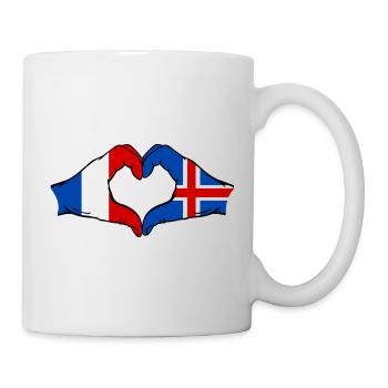 Drapeau de la France et de l'Islande, mains en forme de cœur - Mug blanc - blanc - Droite