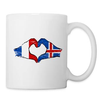 Drapeau de la France et de l'Islande, mains en forme de cœur utilisées - Mug blanc - blanc - Droite