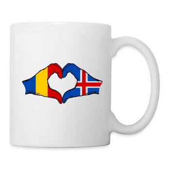 Romania Iceland flag hands heart shape - Mug - white - Right