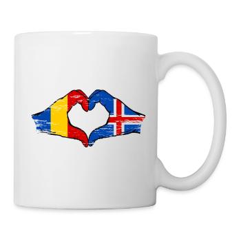 Drapeau de la Roumanie et de l'Islande en forme de cœur - Mug blanc - blanc - Droite