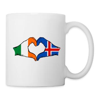 Ireland Iceland flag hands heart shape - Mug - white - Right