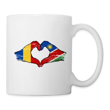 Rumänien Namibia Flagge Hände Herzform used - Tasse - Weiß - Rechts