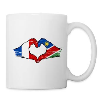 Drapeau de la France Namibie Coeur utilisé - Mug blanc - blanc - Droite