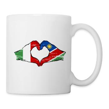Italy Namibia Flag Hands Heart Shape Used - Mug - white - Right