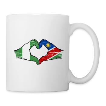 Nigeria Namibia Flag Hands Heart Shape Used - Mug - white - Right