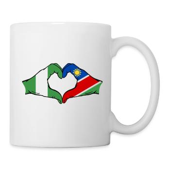 Drapeau du Nigéria et de la Namibie, mains en forme de cœur - Mug blanc - blanc - Droite