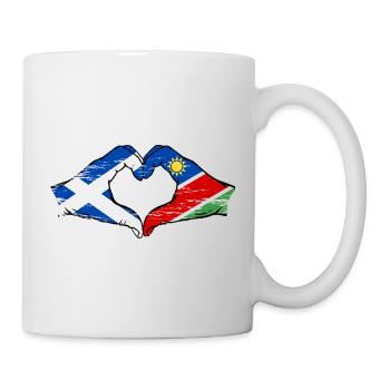 Scotland Namibia Flag Hands Heart Shape used - Mug - white - Right