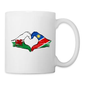 Wales Namibia Flag Hands Heart Shape used - Mug - white - Right