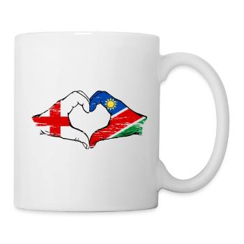 England Namibia Flagge Hände Herz - Tasse - Weiß - Rechts
