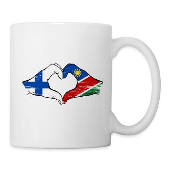 Finnland_Namibia_Flagge_Haende_Herzform_used - Tasse - Weiß - Rechts