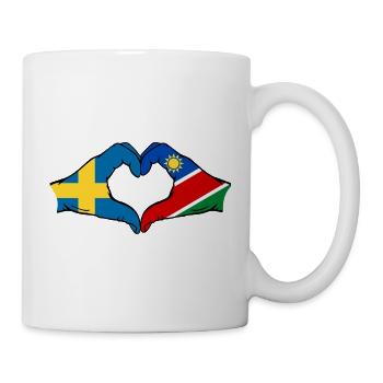 Schweden_Namibia_Flagge_Haende_Herzform - Tasse - Weiß - Rechts