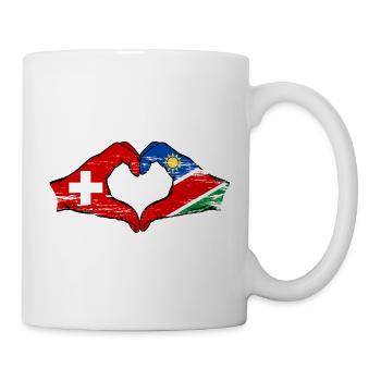 Schweiz Namibia Flagge Hände Herzform used - Tasse - Weiß - Rechts