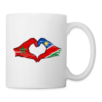 Morocco Namibia Flag Hands Heart Shape - Mug - white - Right