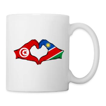 Tunisia Namibia Flag Hands Heart Shape Used - Mug - white - Right