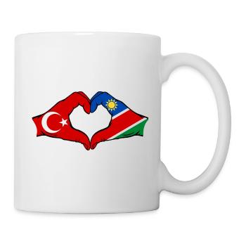 Türkiye Namibia flag hands heart shape - Mug - white - Right