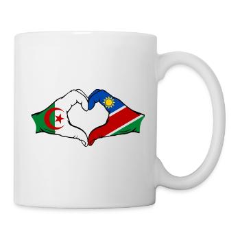 Drapeau de l'Algérie et de la Namibie, mains en forme de cœur - Mug blanc - blanc - Droite