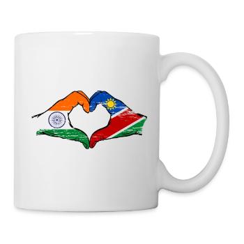 Drapeau de l'Inde et de la Namibie, mains en forme de cœur utilisées - Mug blanc - blanc - Droite