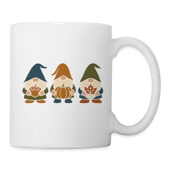Drei Gartenzwerg-Wichtel Motiv für den Herbst - Tasse - Weiß - Rechts