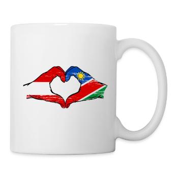 Österreich Namibia Flagge Hände Herzform used - Tasse - Weiß - Rechts