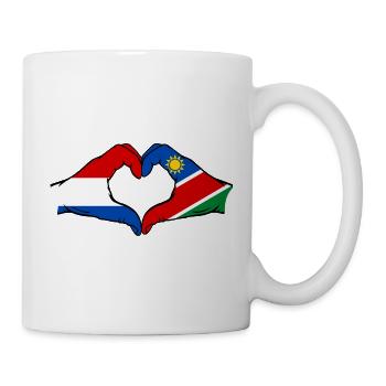 Holland Namibia flag hands heart shape used - Mug - white - Right