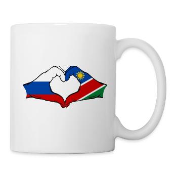 Russland Namibia Flagge Hände Herzform - Tasse - Weiß - Rechts