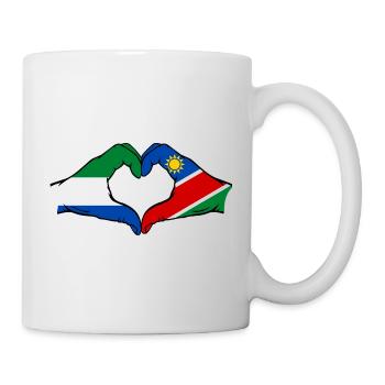 Sierra Leone Namibia Flag Hands Heart - Mug - white - Right