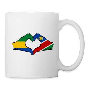 Gabon Namibia Flag Hands Heart Shape - Mug - white - Right