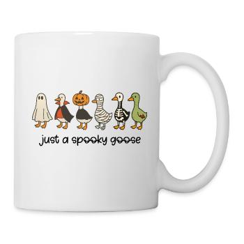 Creative Halloween illustration with enigmatic ducks - Mug - white - Right
