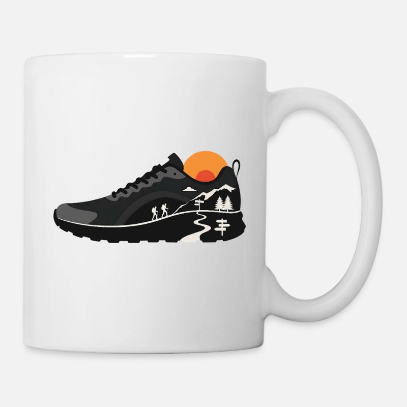 Mountain Trail Wanderschuh-Design - Tasse - Weiß