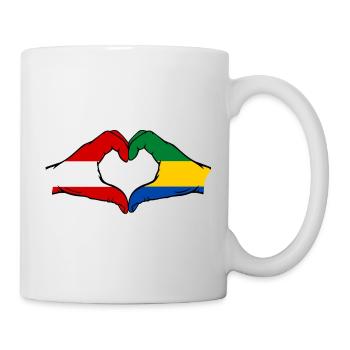 Austria Gabon Flag Hands Heart Shape Used - Mug - white - Right