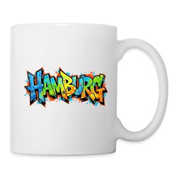 Graffiti-Stil Hamburg Stadtmotiv - Tasse - Weiß - Rechts