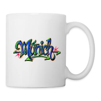 Graffiti Wortkunst in Neonfarben Munich - Tasse - Weiß - Rechts