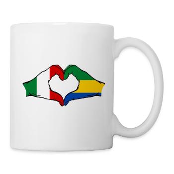 Italie Gabon Drapeau Mains Coeur Forme - Mug blanc - blanc - Droite