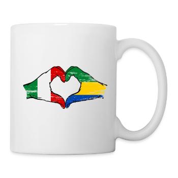 Italy Gabon Flag Hands Heart Shape Used - Mug - white - Right