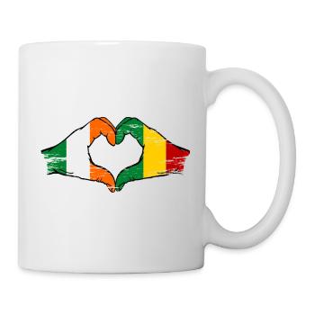 Ireland Guinea Flag Hands Heart Shape used - Mug - white - Right