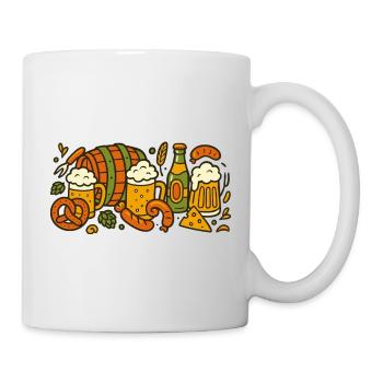 Bayerische Brotzeit – Bier & Brezel - Tasse - Weiß - Rechts