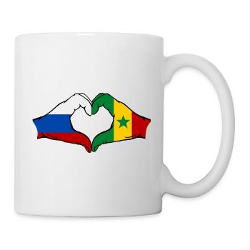 Russia Senegal Flag Hands Heart Shape - Mug - white - Right