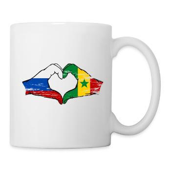 Russland Senegal Flagge Hände Herzform used - Tasse - Weiß - Rechts