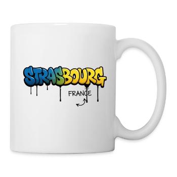Graffiti-Style Strasbourg Schriftzug - Tasse - Weiß - Rechts