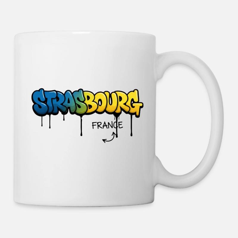 Graffiti-Style Strasbourg Schriftzug - Tasse - Weiß