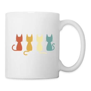 Minimalist Colorful Retro Cat Lover Gift - Mug - white - Right