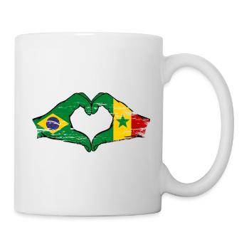 Brésil Sénégal Drapeau Mains Coeur Forme Utilisé - Mug blanc - blanc - Droite