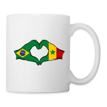 Brésil Sénégal Drapeau Mains Coeur Forme - Mug blanc - blanc - Droite