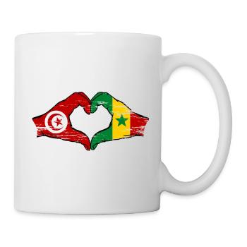 Tunisie Sénégal drapeau mains forme coeur utilisé - Mug blanc - blanc - Droite