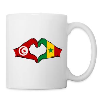 Tunisia Senegal Flag Hands Heart Shape - Mug - white - Right