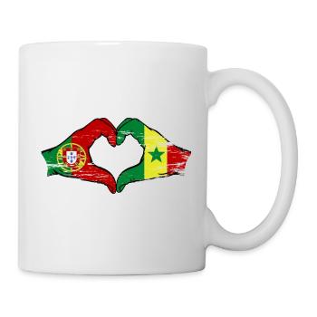 Portugal Sénégal drapeau mains coeur utilisé - Mug blanc - blanc - Droite