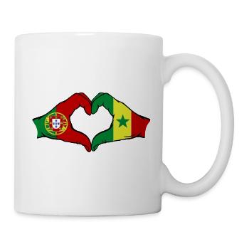 Portugal Senegal Flagge Hände Herzform - Tasse - Weiß - Rechts