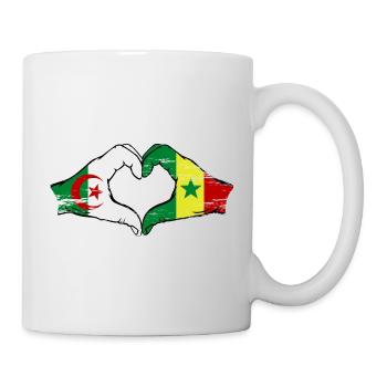Algeria Senegal Flag Hands Heart Shape Used - Mug - white - Right