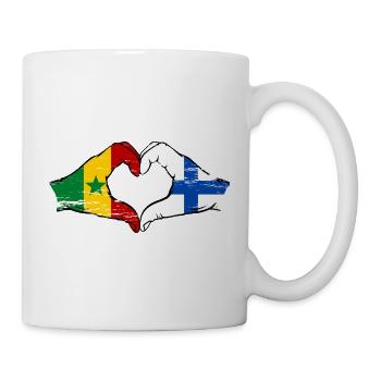 Senegal Finnland Flagge Hände Herzform - Tasse - Weiß - Rechts